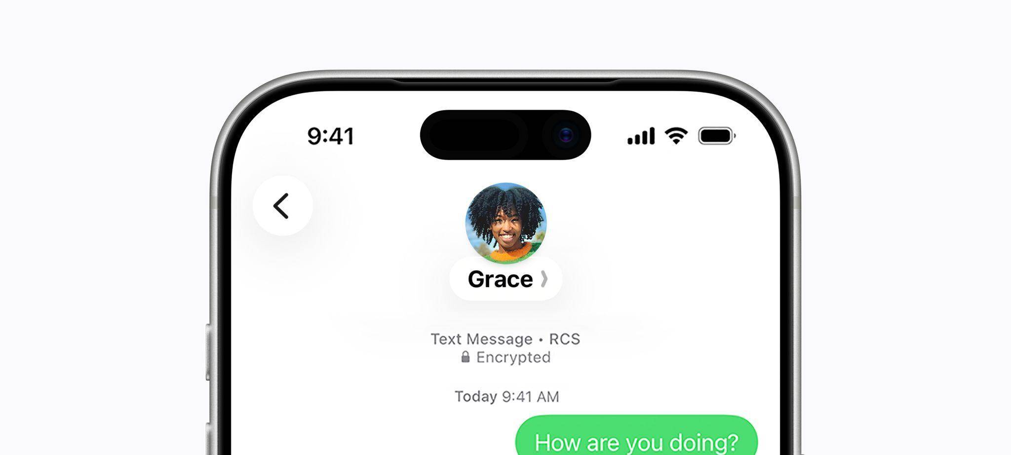Verschlüsselte Nachricht in RCS-Chat mit Schloss-Symbol