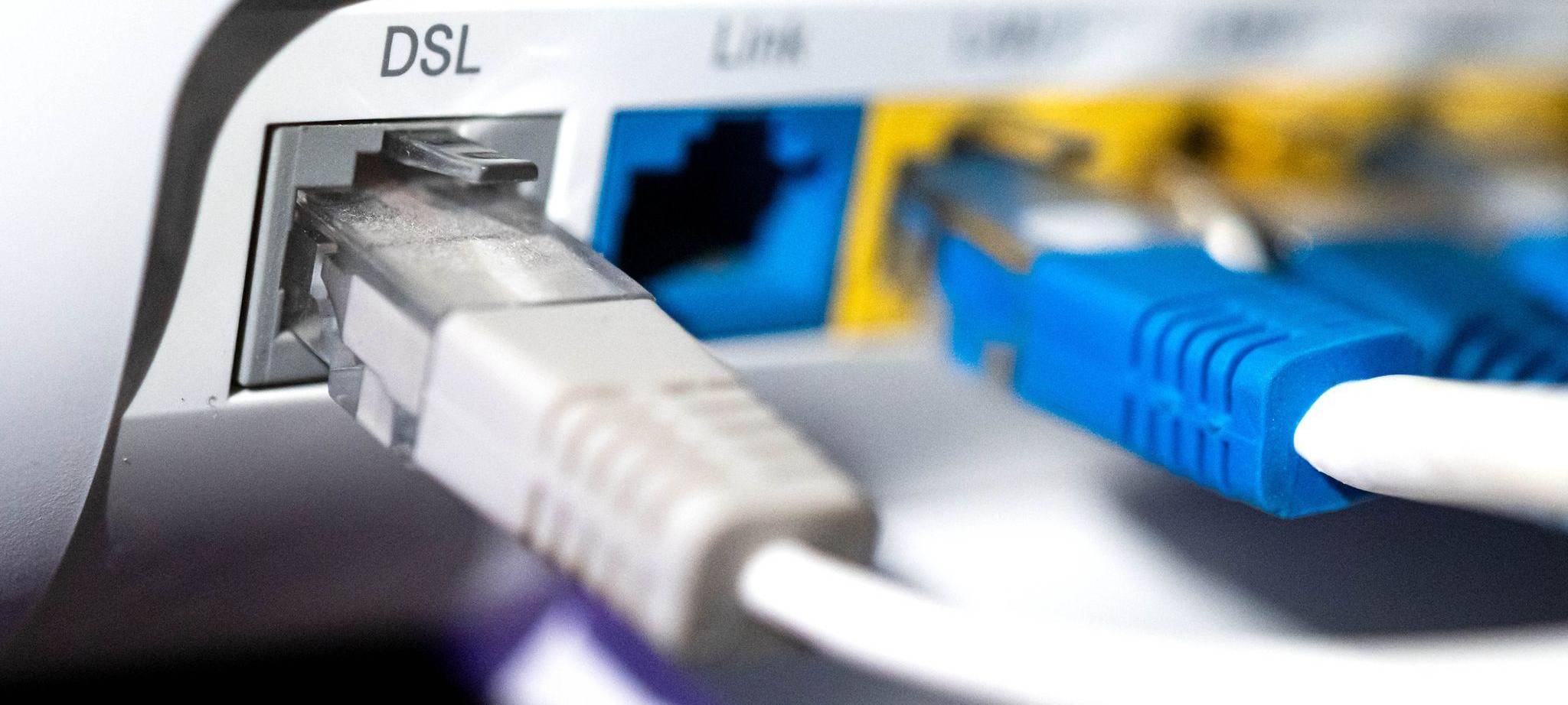 Netzwerkkabel (LAN-Kabel) stecken in einem Router